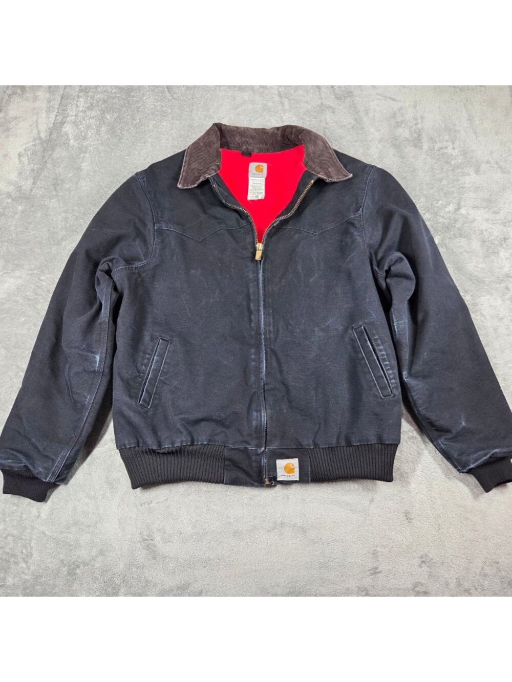 Vintage Carhartt Santa Fe Jacket Mens XL Tall Black Red Quilt Lined J13 BLK USA